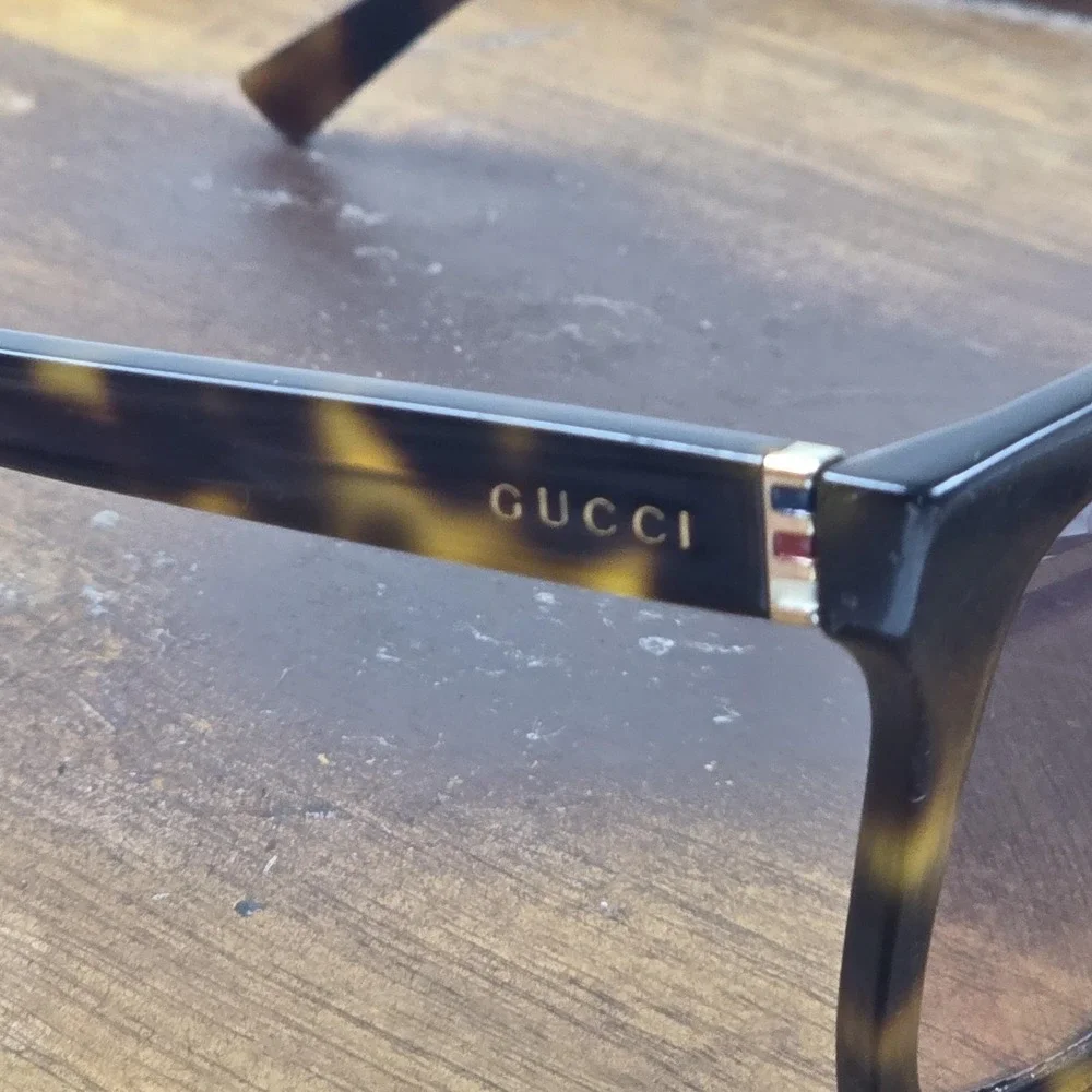 Gucci GG0459SA 003 Sunglasses Womens Brown Tortoise Purple Square Italy